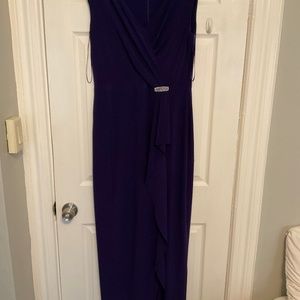 sleeveless formal  maxi jersey knit dress purple  size 12